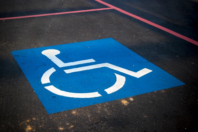 Handicap icon painted on parking spot
