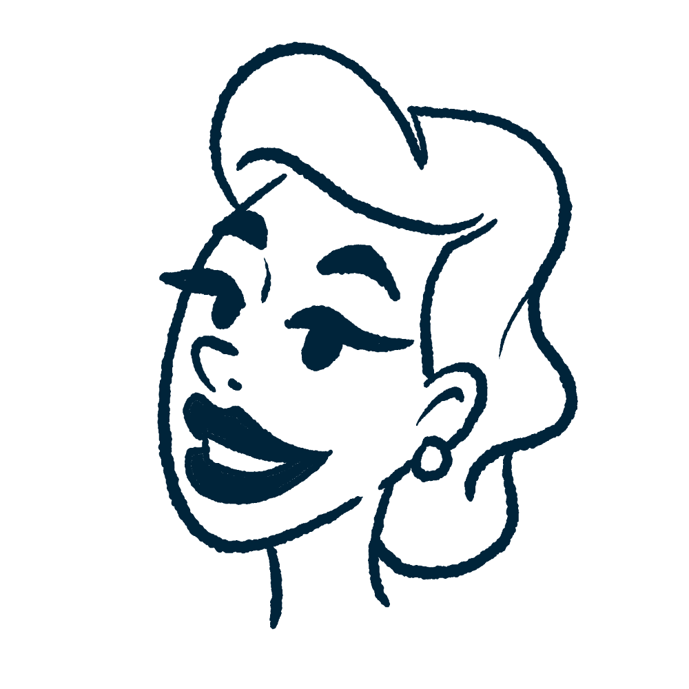drawing of a woman's face in midcentury style