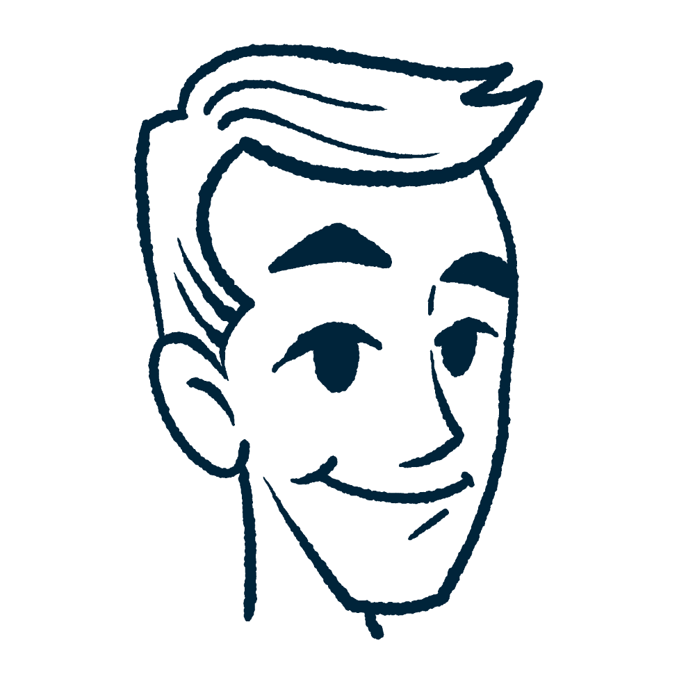 drawing of a man's face in midcentury style